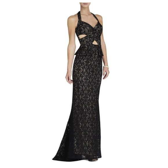 BCBGMaxAzria Dresses & Skirts - BCBG BCBGMaxAzria Daga Black Halter Sleeveless Cut-Out Gown